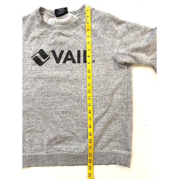 Vail Sweatshirt Womens Large Gray Heather Crewneck Raglan Logo Vail Resort Boxy - Picture 7 of 8